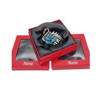 Set engros 12/buc, cutii cu geam de plastic si interior de satin, 9 X 9 x 2.7 cm