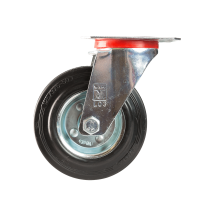 Rola pivotanta cu placa, cauciuc plin negru, 125 x 38 mm, 100 kg