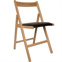 Scaun pliabil lemn Basic, fag-negru, sezut piele ecologica, 79 x 42 cm