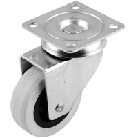 Rotila carucior, metal+ plastic, cauciuc, gri, cu flansa 50 x 75 mm