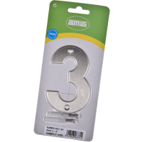 Numar usa/poarta 3 Fischer, inox, prindere suruburi, 10 mm