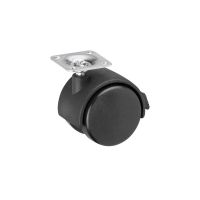 Roata dubla articulata cu frana, placa de fixare, D: 50 mm