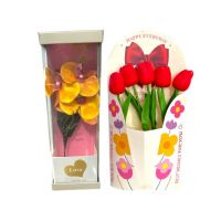 Aranjament engross floral martisor orhidee silicon + aranhament floral lalele silicon