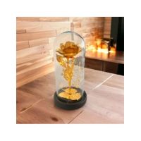 Aranjament floral Engros, Trandafir in cupola cu LED-uri, Gold 11x22 cm