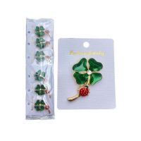 Set brose engros 12/buc "Patru foi cu buburuza" 45x30mm