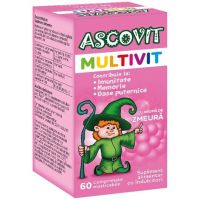 ASCOVIT MULTIVIT ZMEURA 60 COMPRIMATE MASTICABILE