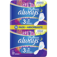ALWAYS PLATINUM NIGHT DUO ABSORBANTE 12BUC