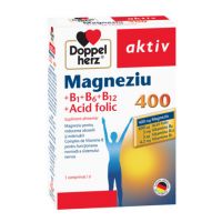 DOPPELHERZ AKTIV MAGNEZIU 400 + VITAMINELE B1 + B6 + B12 + ACID FOLIC 30 COMPRIMATE