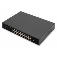 DIGITUS 16 Port 10/100 Mbps PoE Switch 16 x10/100Mbps PoE RJ45 Ports,1x GE RJ45,1x SFP (DN-95355)