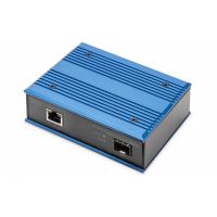 DIGITUS Industrial Gigabit Ethernet PoE+ Media Converter SFP Open Slot, without SFP Module, PSE, 802.3at (DN-652104-1)