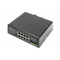 DIGITUS Industrial Gigabit Ethernet PoE+ Switch 8-port PoE + 2-port SFP, 802.3at, DIN rail (DN-651110)
