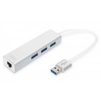 DIGITUS USB 3.0, 3-ports HUB & Gigabit LAN adapter 3xUSB A/F,1xUSB A/M,1xRJ45 LAN, Win/Mac OS (DA-70250-1)
