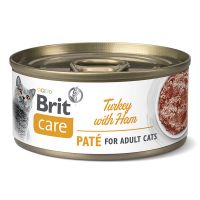 Brit Care Pate, Curcan și Sunca, Conservă hrană umedă conținut redus cereale pisici, (pate), 70g