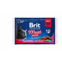 Brit Premium Multipack Meat Plate, 2 arome, pachet mixt, plic hrană umedă pisici, (în sos), 4 x 100g