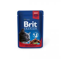 Brit Premium, Vită și Mazare, plic hrană umedă pisici, (în sos), 100g