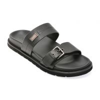 Papuci casual OTTER negri, 9035, din piele naturala