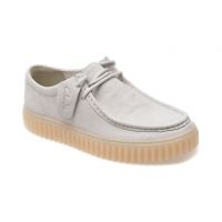 Mocasini casual CLARKS albi, TORHLO, din piele naturala