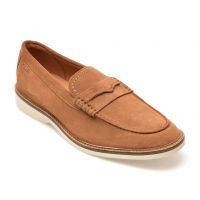 Mocasini CLARKS maro, ATTICUS LT SLIP, din piele intoarsa