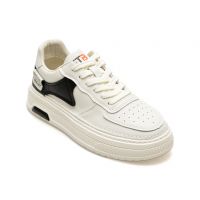 Pantofi casual BITE THE BULLET alb-negru, K900, din piele naturala