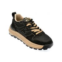 Pantofi casual URUS negri, 88316, din piele ecologica