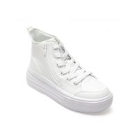 Ghete casual SKECHERS albe, HYPERLIFT, din material textil