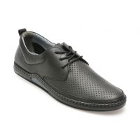 Pantofi casual OTTER negri, 16307, din piele naturala
