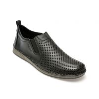 Pantofi casual RIEKER negri, 5457, din piele naturala