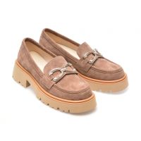Mocasini GRYXX nude, V102C11, din piele intoarsa