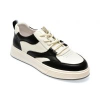 Pantofi casual BITE THE BULLET alb-negru, 3512, din piele naturala