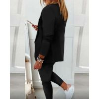 Costum Cu Pantalon Elegant, Monocolor Estrena, Negru