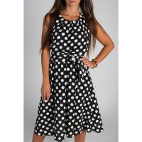 Rochie Midi Cu Imprimeu De Buline Moulisha, NeagrÄƒ