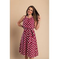 Rochie Midi Cu Imprimeu De Buline Moulisha, Visiniu