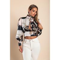 BluzÄƒ ElegantÄƒ Cu Guler ÃŽnalt È˜i MÃ¢neci ÃŽn FormÄƒ De Clopot Diezma, Negru - Roz