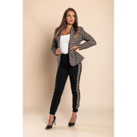 Costum Elegant Cu Pantalon Cu Imprimeu Geometric Nunzia, Bej