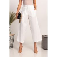 Pantaloni Eleganti Largi Mancha, Alb
