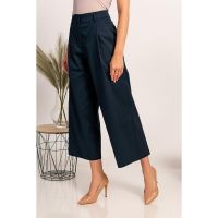 Pantaloni Eleganti Largi Mancha, Albastru Inchis