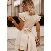 Rochie Mini Eleganta Cu Volane Favinna, Bej