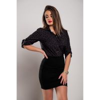 Bluza Eleganta Cu Imprimeu Geometric Lavlenta, Neagra
