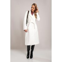 Palton Lung Elegant Cu Nasturi, Alb