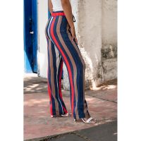 Pantaloni Eleganti Cu Model In Dungi, Albastru Inchis