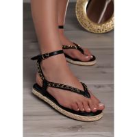 Sandale Cu Lant Decorativ, Negre
