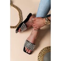 Sandale Cu Margele Decorative, Negre