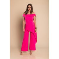 Set Elegant Pantalon Si Top Asimetric, Fucsia