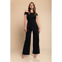 Set Elegant Pantalon Si Top Asimetric, Negru