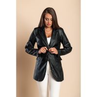 Geaca Din Imitatie De Piele,  Neagra