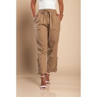 Pantaloni Eleganti Din Bumbac Cu Dantela, Kaki