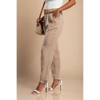 Pantaloni Lungi Cu Centura Decorativa, Bej