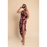 Rochie Lunga Cu Imprimeu Leopard, Visiniu