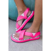 Sandale Cu Imprimeu Leopard, Roz