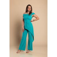 Set Elegant Pantalon Si Top Asimetric, Verde Menta
